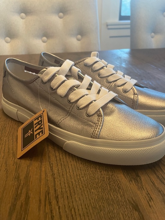 Frye Shoes - FRYE Gia Low Lace Leather Sneaker New with Tags. 7.5 
Pewter